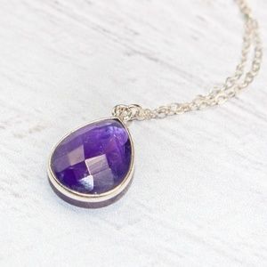 Sterling Silver Amethyst teardrop Necklace